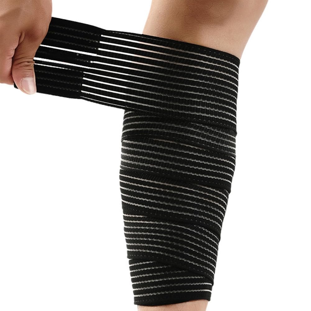 Elastic Calf Compression Bandage Sleeve Wrap for Calf Pain Relief Lower Leg Compression Support Shin Splint Guard Adjustable Plus Size Black Large (Black)