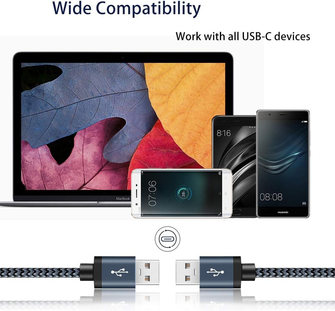 for Samsung Galaxy s9 Cable, Benisuit (3-Pack 6.6ft) USB Type C Charger Fast Charging Nylon Braided Cord for Samsung S10/S10e/S10+, S9 Plus, S8 Plus, Note 9, Note 8, and More (Dark Gray)