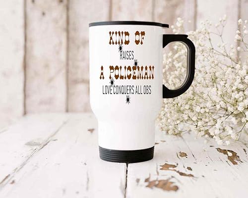 Miniatura 4 de Funny Gift Mom Gift - Mom Raising a Cop on Mothers Day - Policeman Mom Appreciation - 14 Oz White Stainless Steel Travel Mug