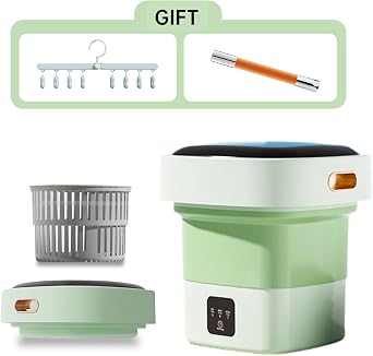 Portable Washing Machine,Mini Washer,17L Upgraded Large Capacity Foldable Washer.Deep Cleaning Baby Clothes,Pet clothing,Small Clothes,Underwear,socks.Suitable for Apartments,Dormitories,Hotels(Green)