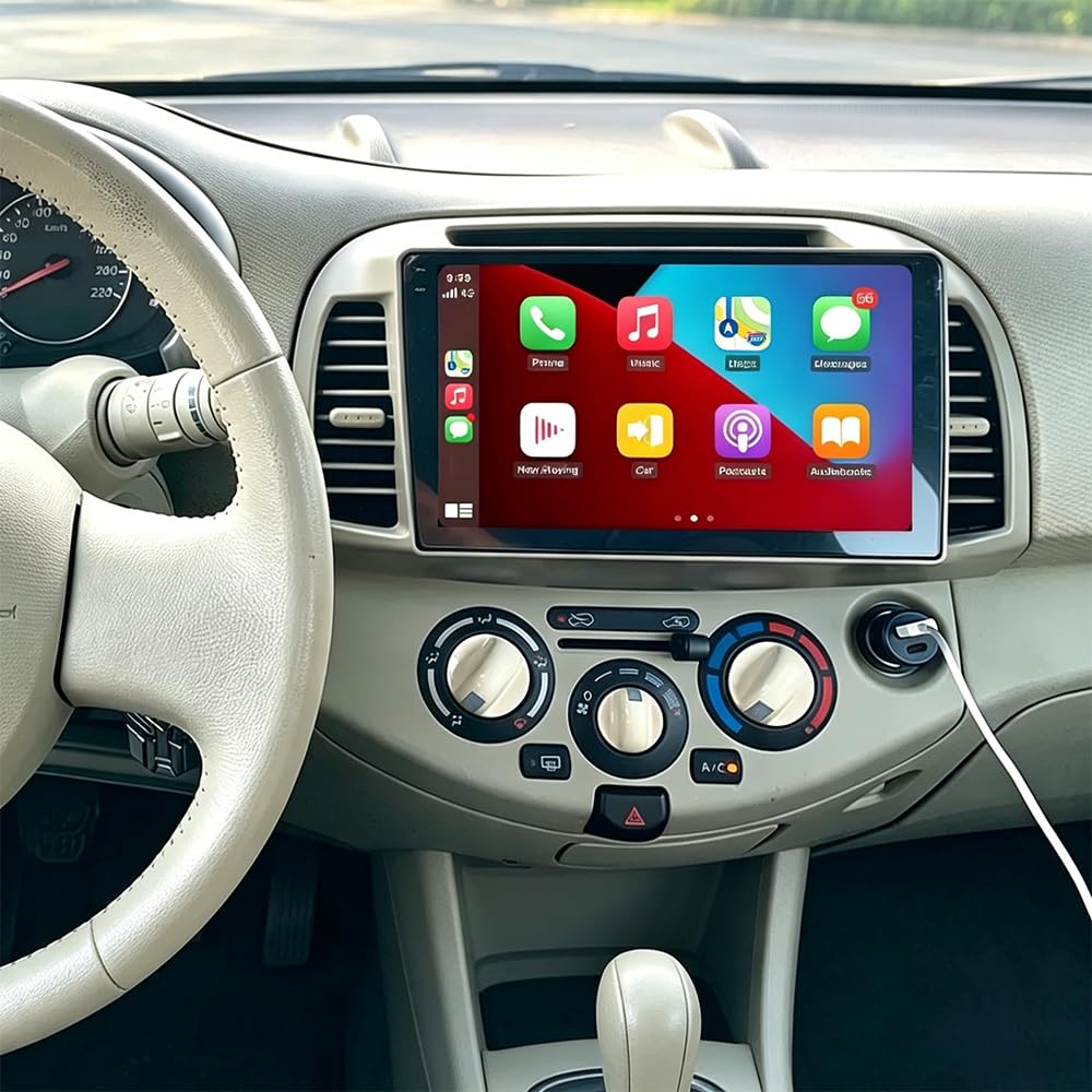 2+64G Android 14 Autoradio 2 Din für Nissan Micra 3 K12 2002-2009, 9 Zoll IPS Touchscreen Head Unit Radio mit Wireless Carplay Android Auto GPS Navi WiFi Bluetooth FM/RDS Rückfahrkamera Mirror Link