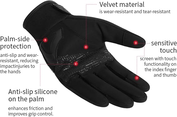 Motorcycle Gloves for Men Women, Full Finger Touchscreen Motorbike Gloves for BMX ATV MTB Riding, Road Racing, Cycling, Climbing, Motocross