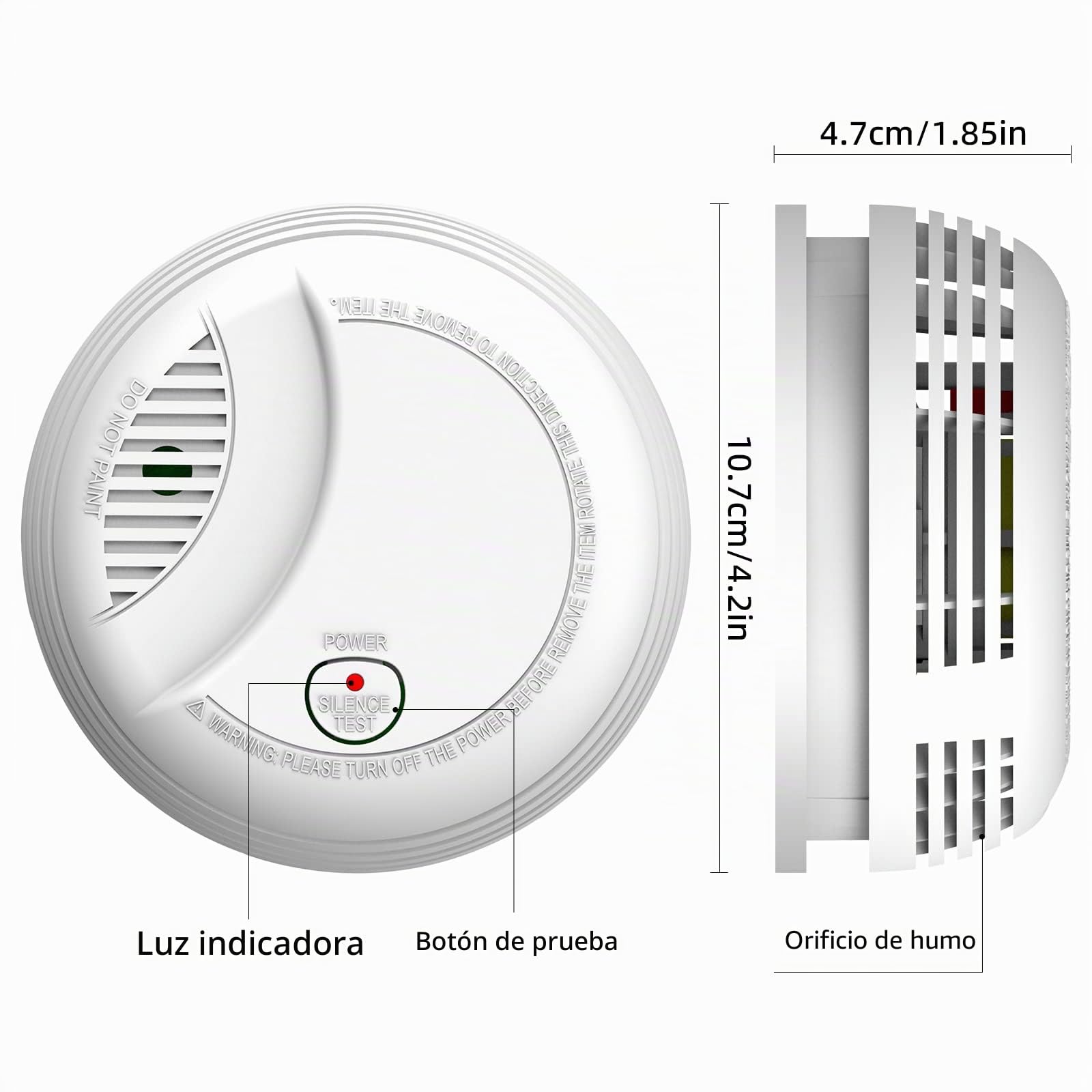WiFi Detector de Humo, Sensor de Alarma contra Incendios inalámbrico, Sirena de Alarma contra Incendios inalámbrico Smart Life/Tuya con batería de 9V, Certificado EN 14604 (5 Piezas)