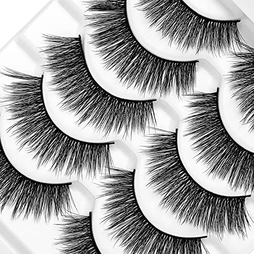 False Eyelash Strips MLEN DIARY 5 Pairs Wispy 4D Lashes Reusable Eyelashes Extension Faux Mink Lash Fanned Eyelashes Extension Fluffy False Eye Lashes Volume Natural Look