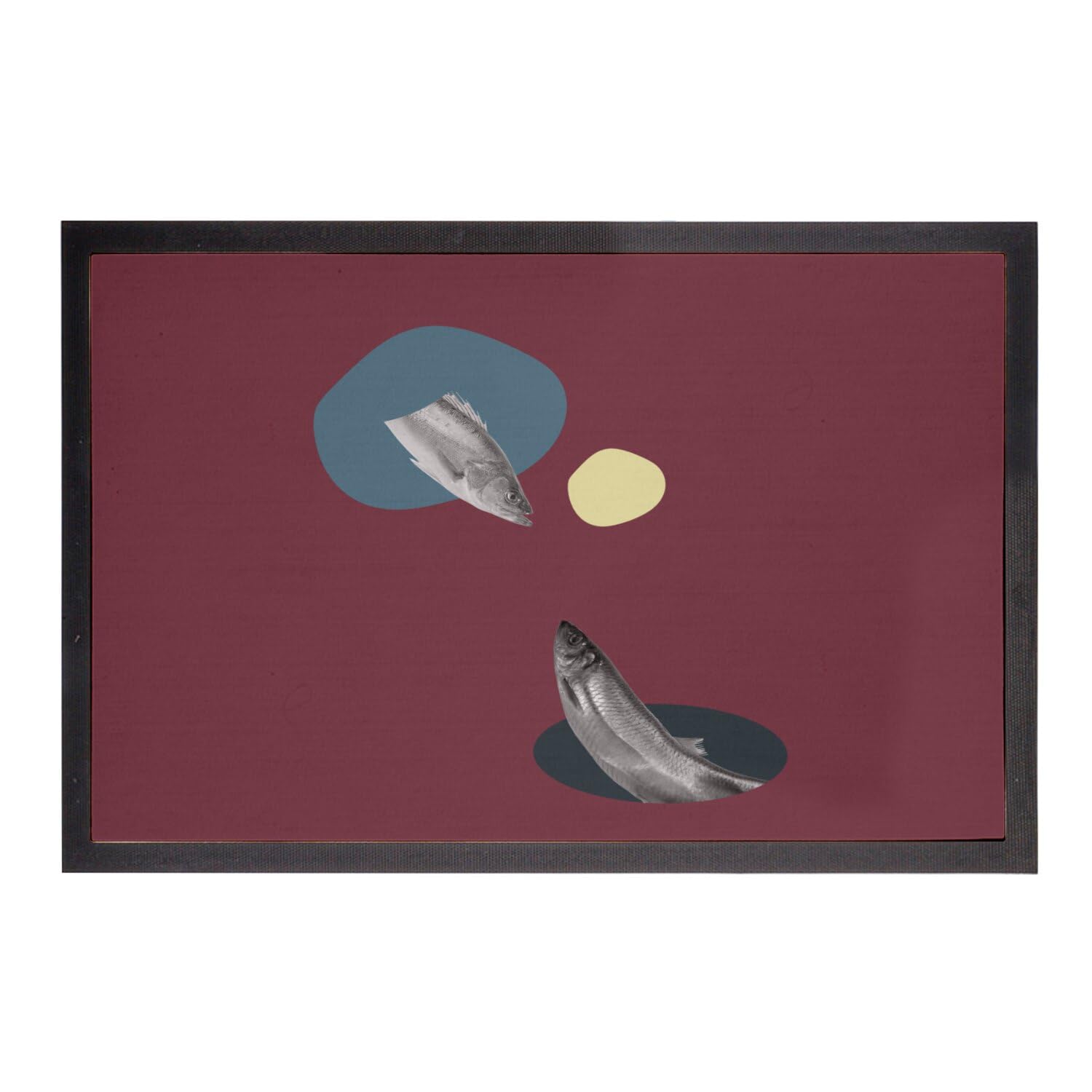 Paillasson Rouge 75x50cm Poisson Collage Art Surréalisme