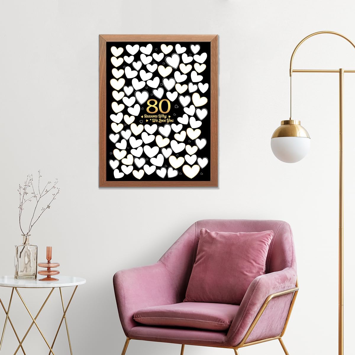 80 Reason Why We Love You,80th Birthday Wall Decor,Birthday Gifts for Women Men,Guest Canvas 80th Anniversary or Birthday Party Favors Decoration-24x18 In