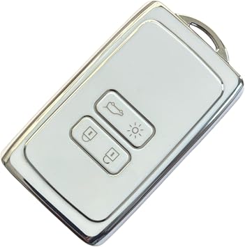 AutoHan Keys Lüx Renault Anahtar Kılıfı, Beyaz Gümüş, Clio E-Tech, Austral, Megane 4, Talisman, Clio 5 Modelleri için Nano Koruyucu