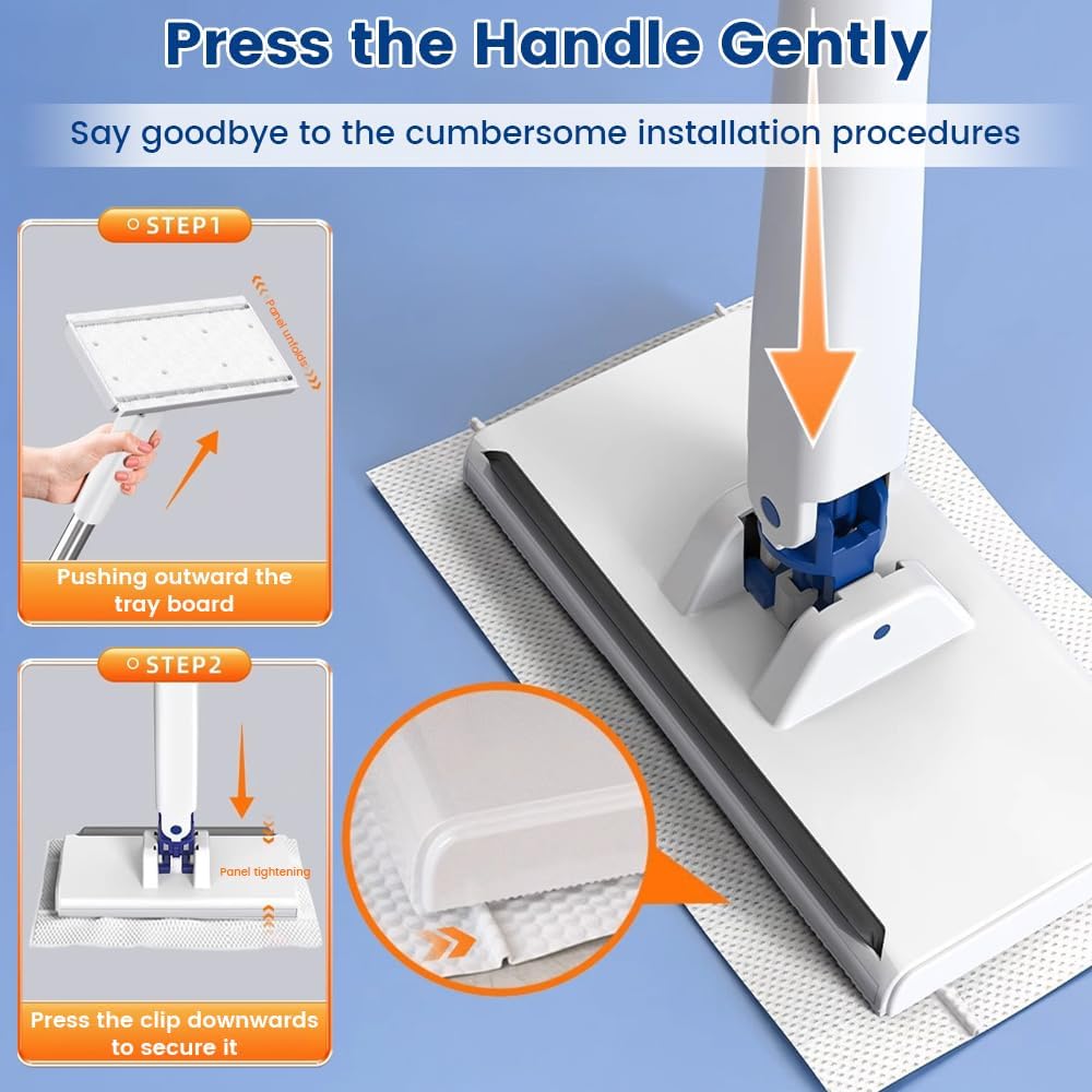 New Mini Disposable Dust Mop with 10 Reusable Cloths No-Touch Dirty Cleaning Dust Mop for Dry Wet Disposable Pads, Multi Surface Floor Mopping and Sweeping for House Wall Bathroom Corners