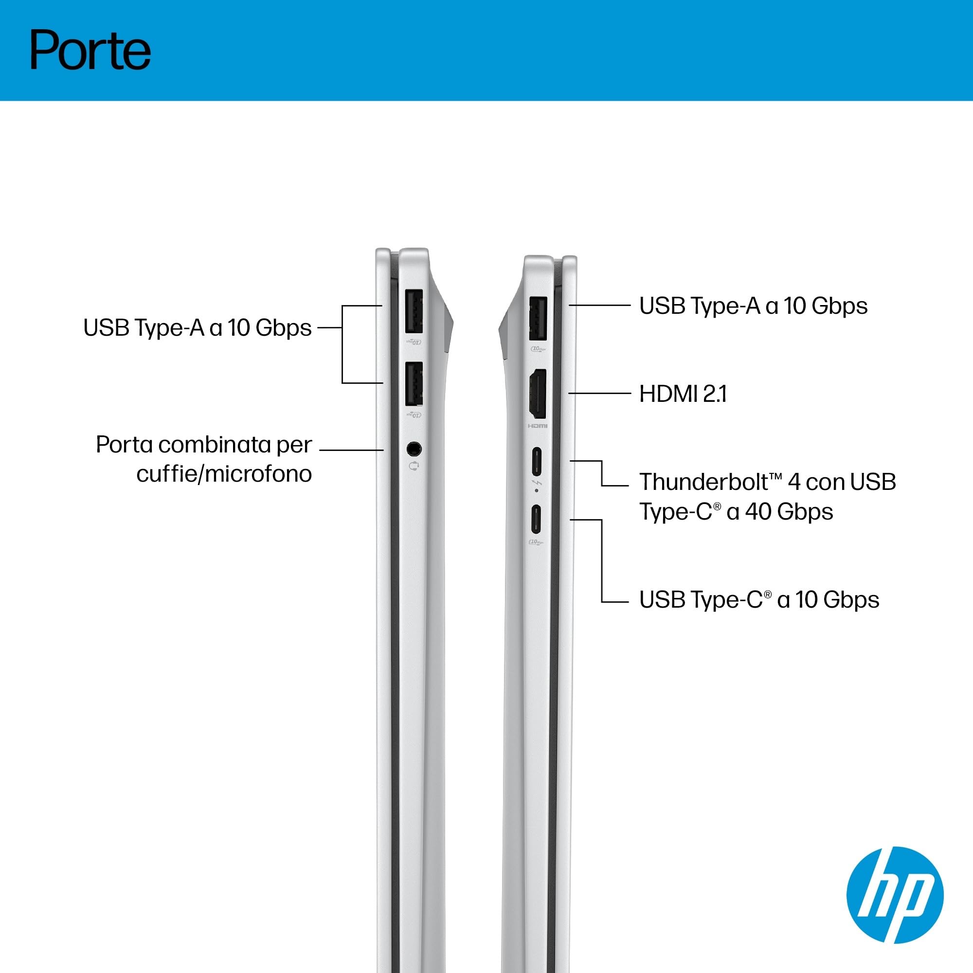 HP OmniBook 7 AI PC 17-dc0001slx, Convertibile, Copilot+ PC, Intel Core Ultra 7 258V, 32 GB RAM, 1 TB, Display 17,3" Touch FHD IPS 400 nits, Notebook, Windows 11, Laptop, Argento