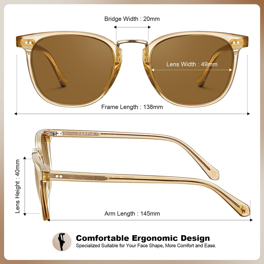 CARFIA Acetate Polarized Sunglasses for Women UV Protection, Retro Eyewears Metal Bridge Brow Ladies Sunnies Trendy Shades