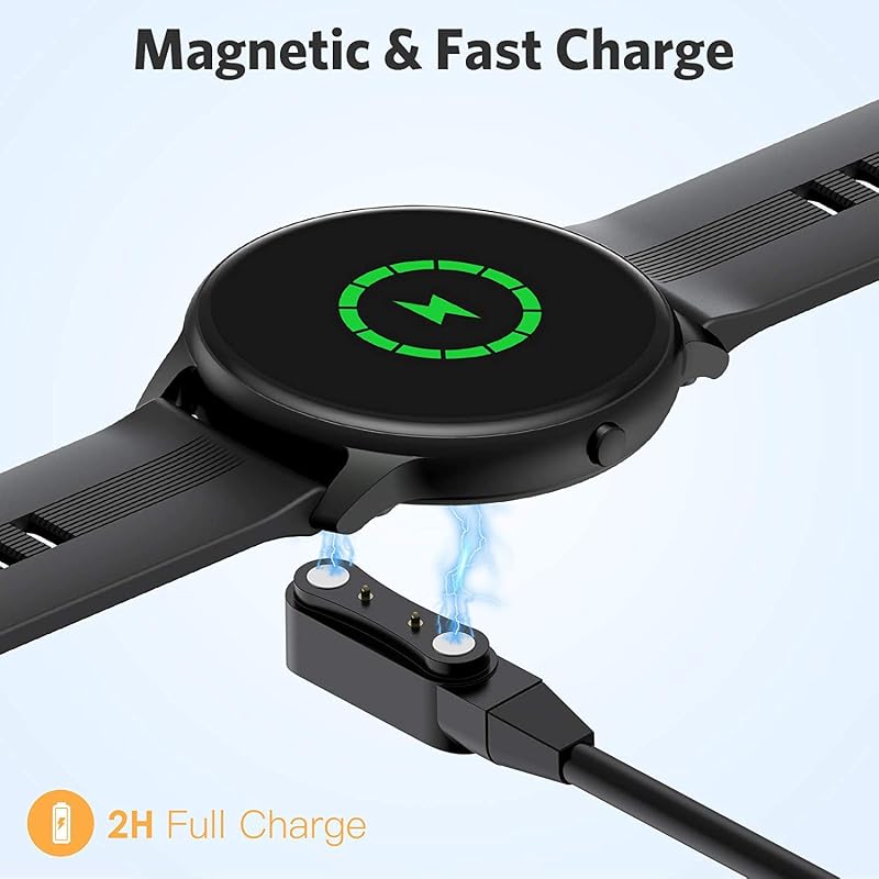 Aliwisdom Univerzális Mágneses Töltőkábel Okosórákhoz - 2 Tűs USB Töltő Fitness Trackerekhez, 4mm Tűtávolság, 5W, Fekete