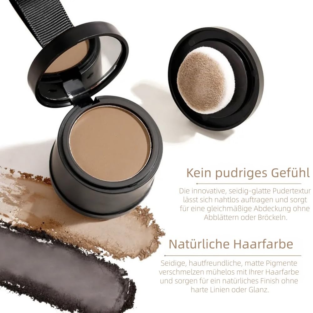 Avellio - Sofort Ansatz- &Grauhaar-Abdeckung,Haarpuder für Frauen und Männer mit Spiegel & Schwamm,Langanhaltend,Haaransatz Ausbessern & Haarausfall Abdecken