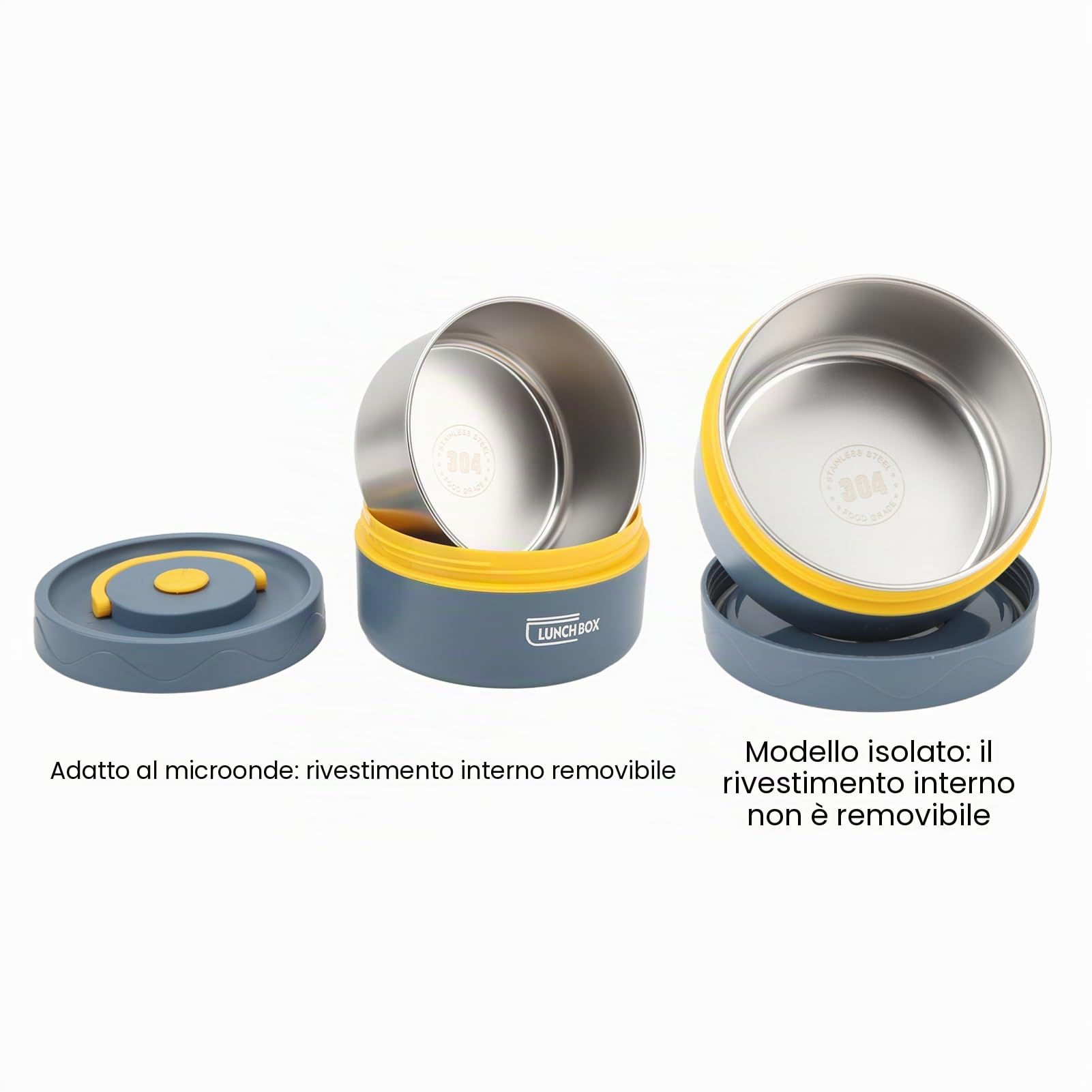 Zerodis Pentola Termica Portatile Contenitore Termico per Pranzo a Forma Rotonda in Acciaio Inossidabile 304 a Doppio Strato da Goditi Pasti Caldi Ovunque (Stile forno a