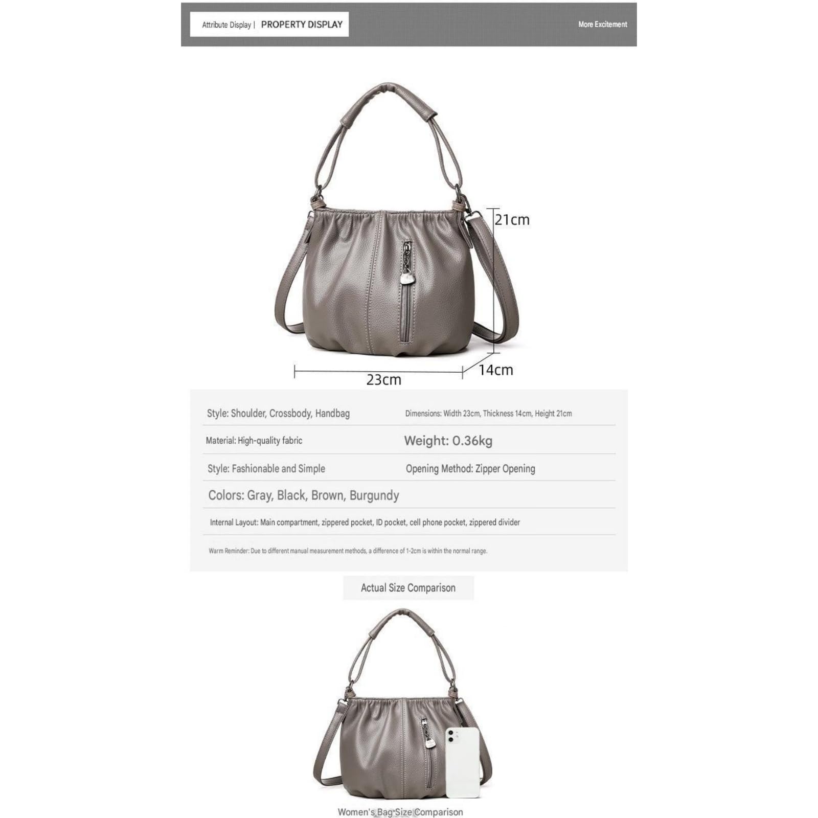 Borsa Elegante da Donna A Tracolla Versatile per Le Gite-Nero