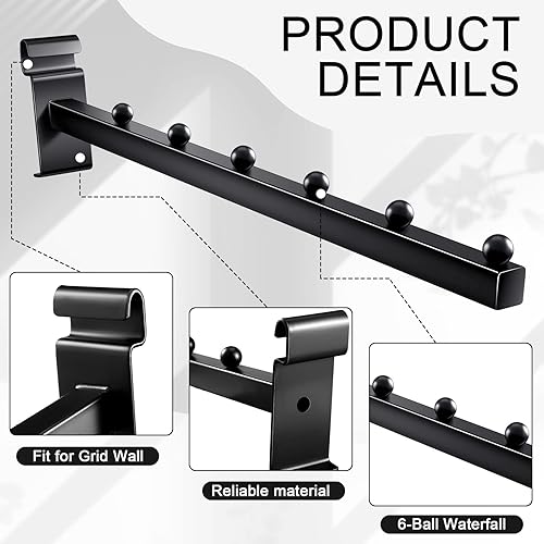 Miniatura 3 de Oudain Cascada de 6 bolas para pared de rejilla y rejilla de alambre, ganchos de pared para mostrar ropa, accesorios de pared de rejilla, accesorios