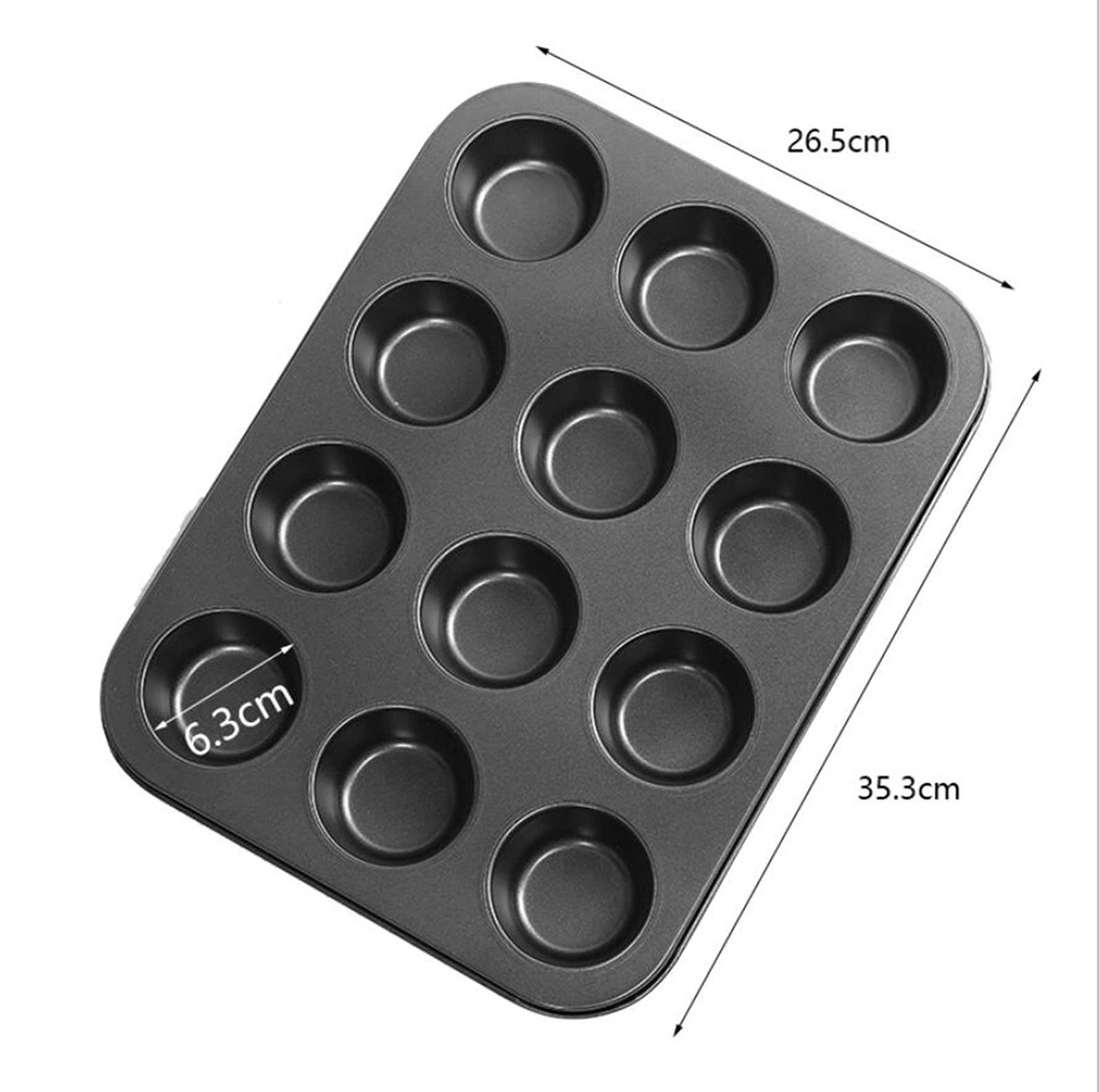 BAtlam Muffinform für 12 Tassen, Antihaft-Muffin-Cupcake-Form, Muffin- oder Cupcake-Backform, Backform Antihaft-Keksform 35,3 x 26,5 cm