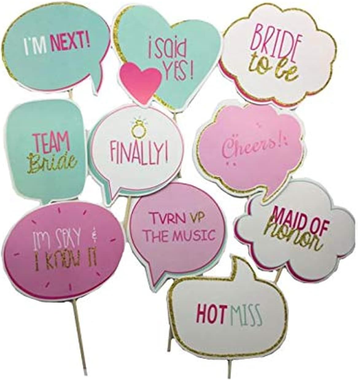 10Pcs Bride To Be Photo Booth Props Wedding Decoration Team Bride Party Favors Glitter Photobooth Wedding Event Supplies