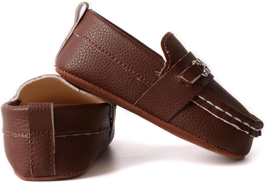 LONSOEN Baby Girls Boys Loafers Prewalker Dress Crib Shoes - Image 6