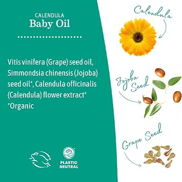 Earth Mama Calendula Baby Oil - Body and Massage Oil for Newborns and Infants - 4 fl oz - Fragrance-Free - Dry Skin & Scalp Moisturizer