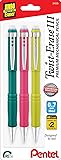 Pentel Twist Erase III Mechanical Pencils 0.7mm - Pre-Loaded Super Hi Polymer HB Lead, Assorted Barrel Colors, Pack of 3
