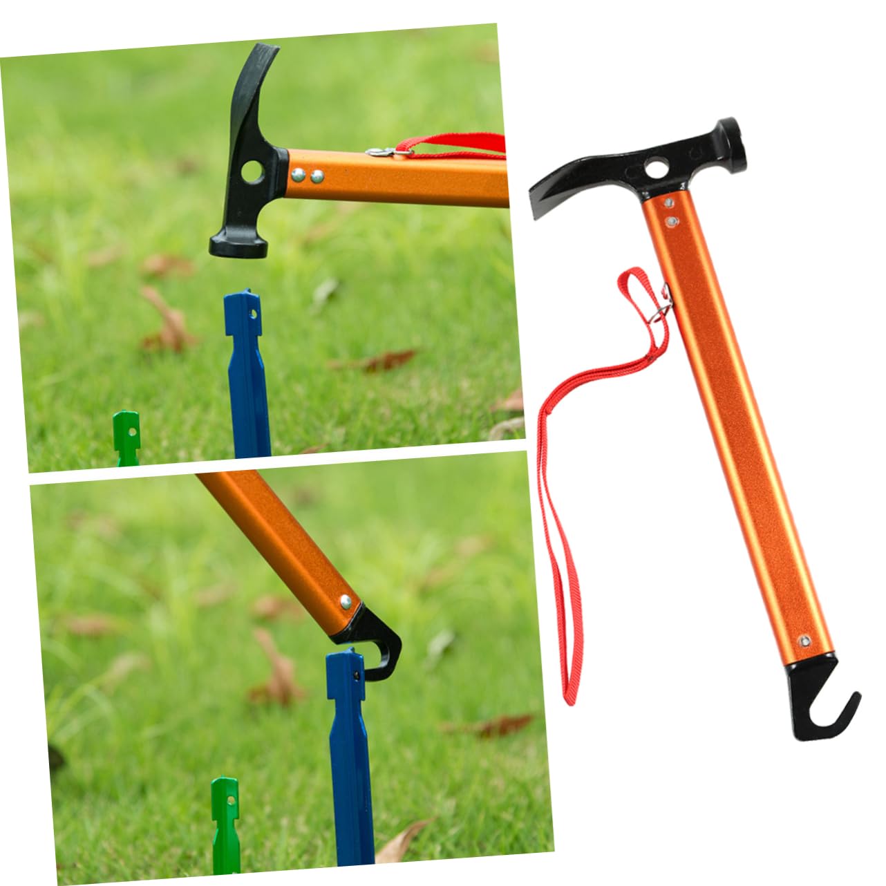 UPKOCH Robuster Zelthammer Aluminiumlegierung Leichtes Gewicht Multifunktionaler Zeltpflockschlägel Campingzubehör Orange für Outdoor Zeltheringe und Erdnägel