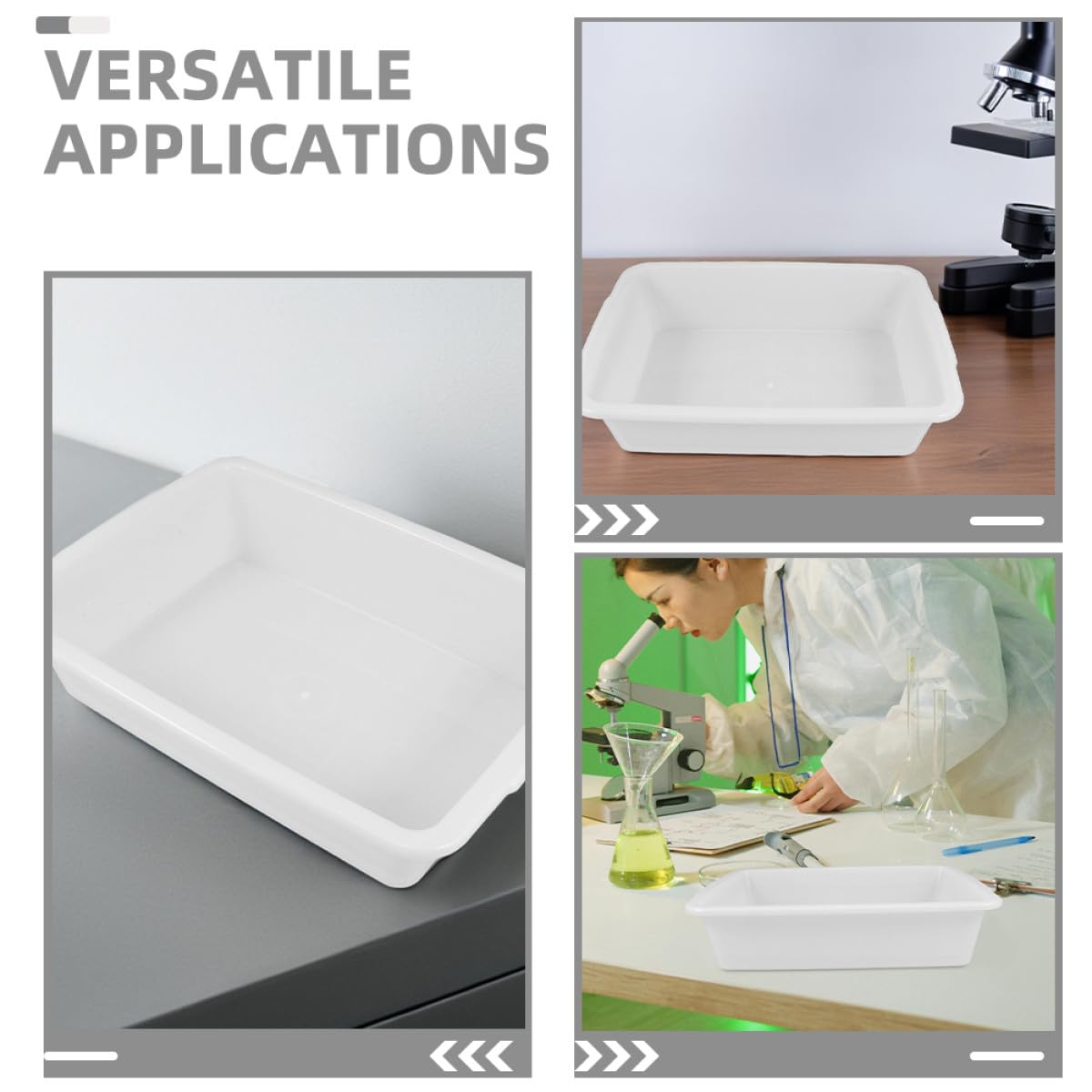 SHINEOFI Plateaux de Laboratoire Lot de 2 Design Anti-Fuite en Plastique Blanc Polyvalents pour Laboratoires Chimiques et Salles de Classe