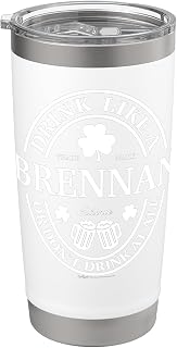 Drink Like A Brennan Shamrock St Patricks Day Stainless Steel Insulated Tumbler