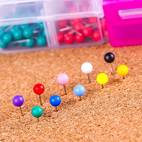 Yalis Push Pins 600-count Map Tacks Marking Pins 1/8-Inch Plastic Beads Head, 10 Assorted Colors - Thumbnail 5