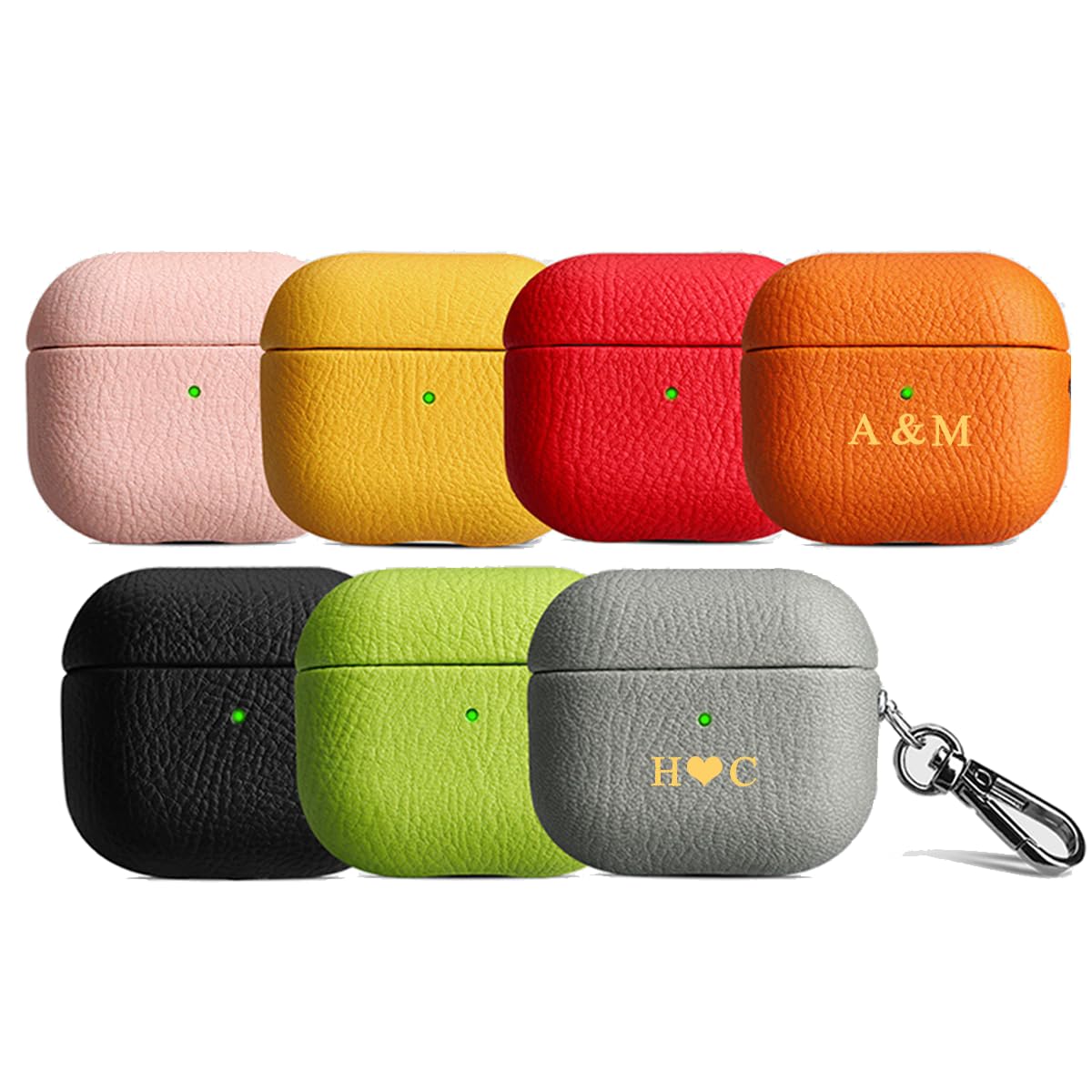 Custom Leather Case for AirPods 4 2024/3/Pro 2/1 Gen Personalized Name, Active Noise Cancellation, Pebble Leather Cover, Retro Luxurious Shockproof