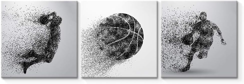 wall26 3 Panel Canvas Wall Art Play Basketball Pictures Home Wall Decorations for Bedroom Living Room Paintings Canvas Prints Framed - 16"x16"x3 Panels