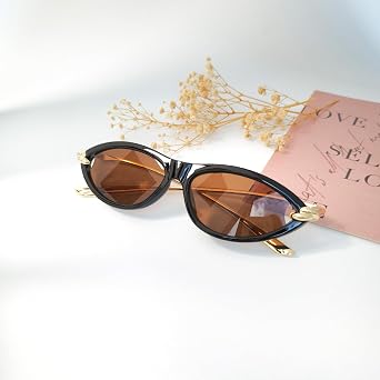 Cat Eye Sunglasses for Women Chic Retro Oval 90s Sunnies Lightweight Small Shades Trendy UV protection Sun Glasses