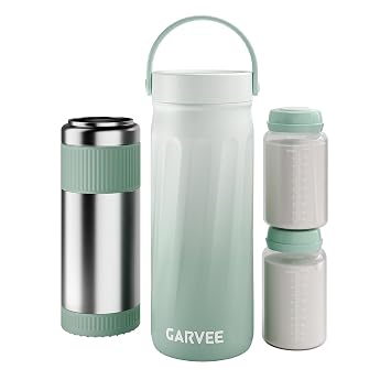 20oz Portable Breast Milk Cooler for Outdoor,Life Saver with 360 Total Cooling for 24 Hours, Milk Warmer Function,with 2pcs Baby Bottles for Breastmilk Storage, Green