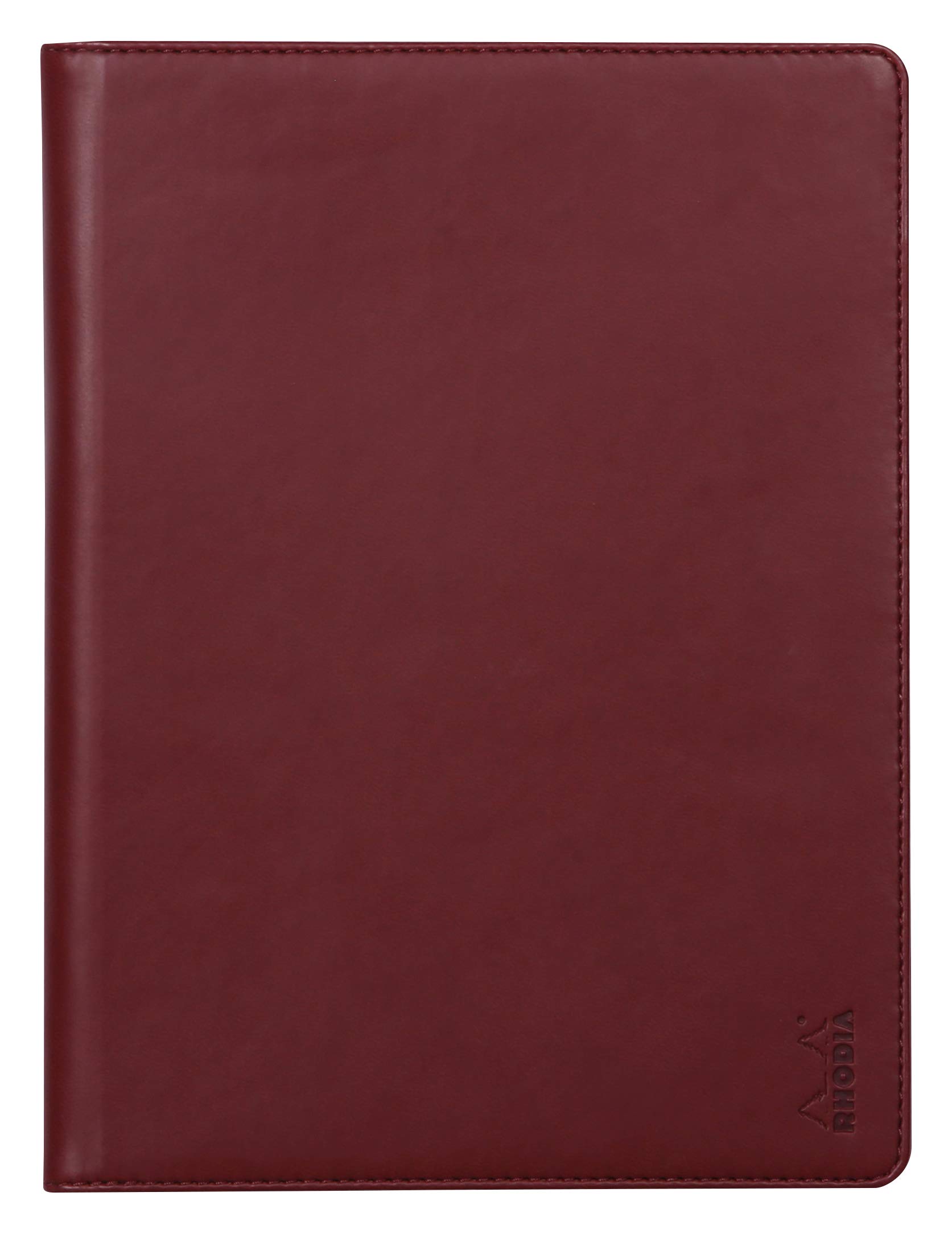 RHODIA 216008C - Rhodiarama Clipboard and Document Holder Booklet N°16 Wine Red - for Notepads or A5 Format Notebooks (14.8 x 21 cm) - Premium Italian Faux Leather