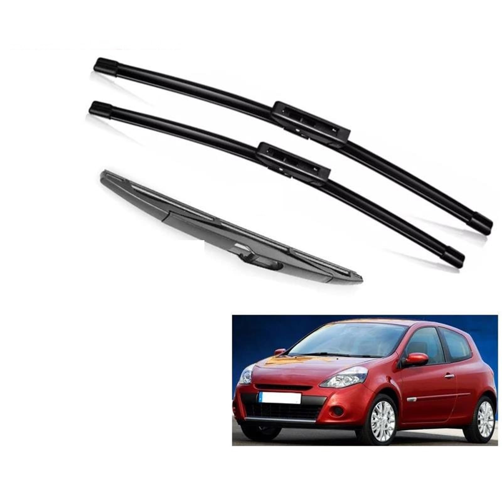 Spazzole tergicristallo anteriori e posteriori per parabrezza per Renault per Clio 3 III per Hatchback 2005-2012 24"+16"+12" Tergicristallo