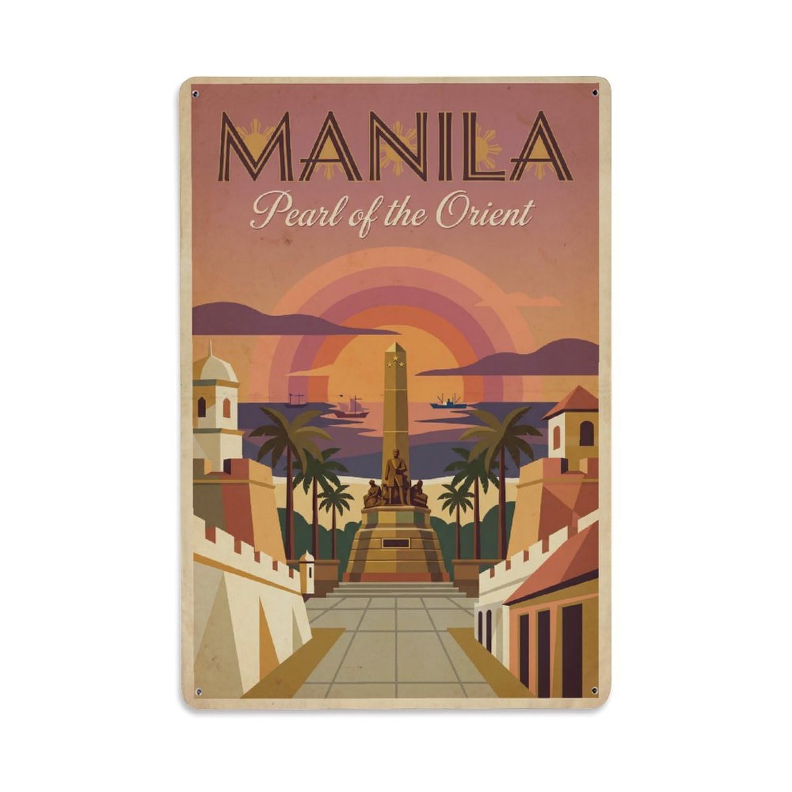 Huiyhb 8X12inch(20X30cm) Vintage Travel Philippines Manila Metal Tin Sign