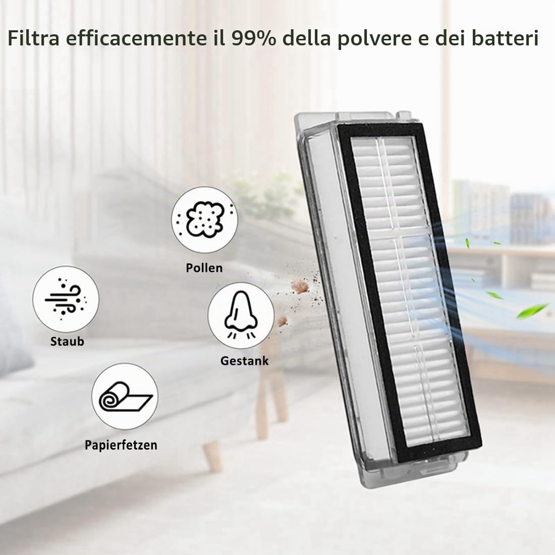 Accessori per Dreame L20 Ultra, L20 Ultra Complete, 2 Spazzola Principale, 6 Panni Mop, 4 Filtro Hepa, 4 Spazzola Laterale, 4 Sacchetti Robot Aspirapolvere Ricambi