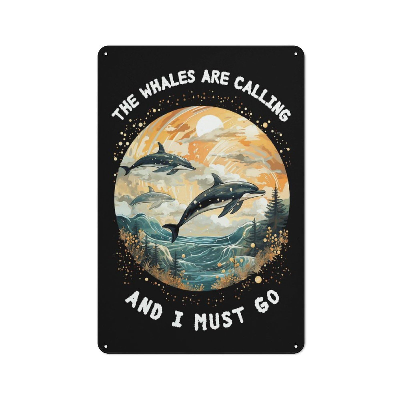 Junmoney Whales In To The Moon Metal Plaque 30X20cm With For Garage Wall, Retro Decor, Housewarming Present For People Styling Garage
