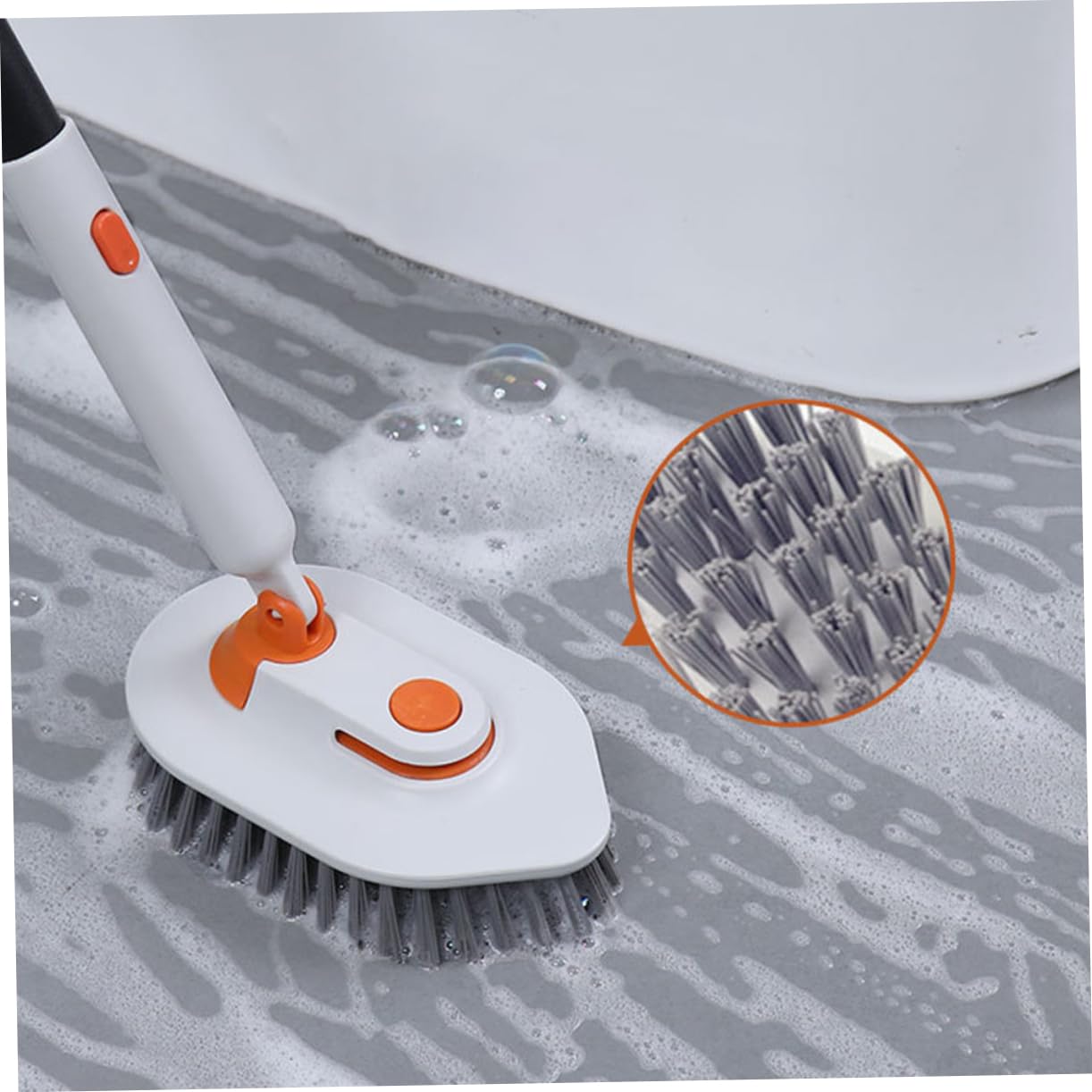 Mikinona 1 Juego Cepillo de Limpieza de Baño Multifuncional con Mango Desmontable Escobilla para Azulejos y Grietas Completo con Cabezal de Cepillo y Repuestos Herramienta para Limpieza de