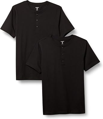 Amazon Essentials Mens Short-Sleeve Cotton Henley T-Shirt, Pack of 2