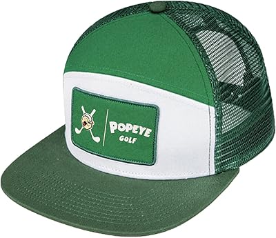 Popeye Golf Tradesman Mesh Adjustable Snapback Trucker Hat (Forest Green/White)