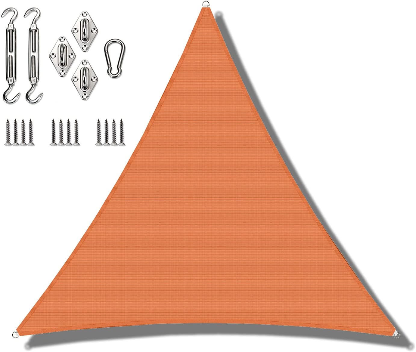 Coarbor 10'x10'x10' Triangle Sun Shade Sail with Hardware kit Perfect for Patio Deck Yard Outdoor Garden Permeable Sunshine Block Shade Cover-Orange