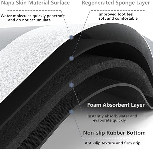 Miniatura 3 de Tapete de baño súper absorbente, de secado rápido, delgado, de goma, antideslizante, para ducha, fregadero y bañera, de 17.7 x 59 pulgadas, color