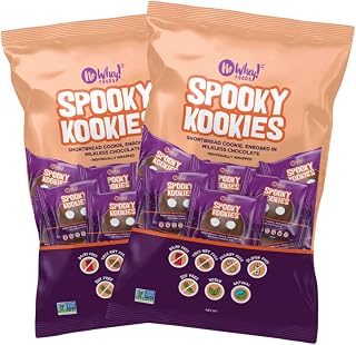 Spooky Kookies (2 Pack) | Allergy Friendly, Vegan Chocolate Halloween Shortbread Cookies | Dairy Free, Nut Free, Peanut Free, Gluten Free | No Whey Foods