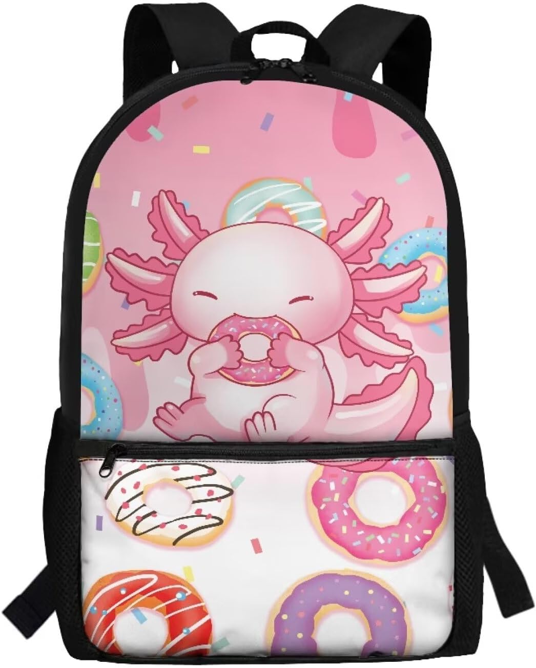 Gomyblomy Purple Axolotl School Backpack for Girls 6-8 Daisy School Bag for Girls Kids Backpack for Elementary Kindergarten Lightweight Bookbag with Adjustable Strap