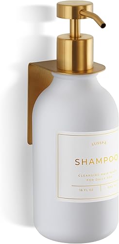 Miniatura 18 de Dispensador de champú de ducha montado en la pared, 3 botellas negras recargables de 16.9 onzas con bombas de acero inoxidable y soportes adhesivos