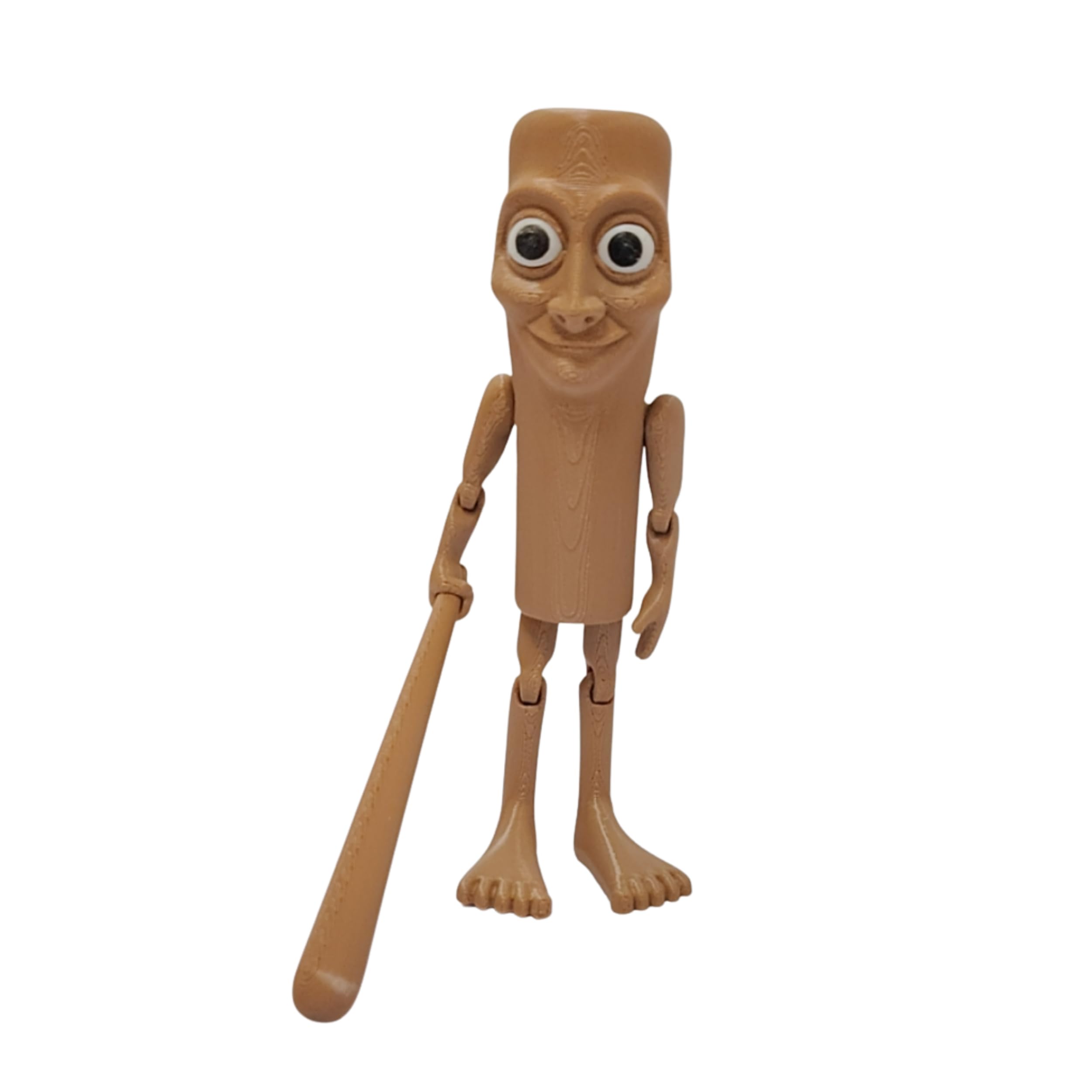 Ekopedia Tung Tung Tung Sahur Action Figure | 6-Inch Meme Toy | Italian Brainrot Collectible | 3D Printed Articulated Model with Bat | Funny Viral Figurine Gift | Brown (Pack of 1)-image-6