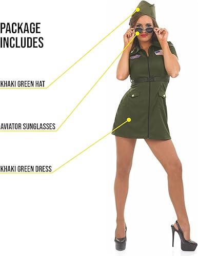 Vista 3 de fun shack Disfraz de piloto de combate para mujer, disfraz de aviador para mujer, traje de vuelo para mujer, disfraz de la fuerza aérea para mujer