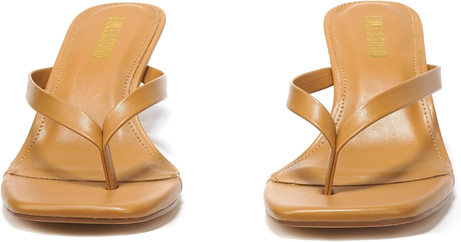 Women's Kitten Heels Sandals Square Open Toe Flip Flop Heels 1.8-2 Inch Heeled Sandals for Women - Image 8
