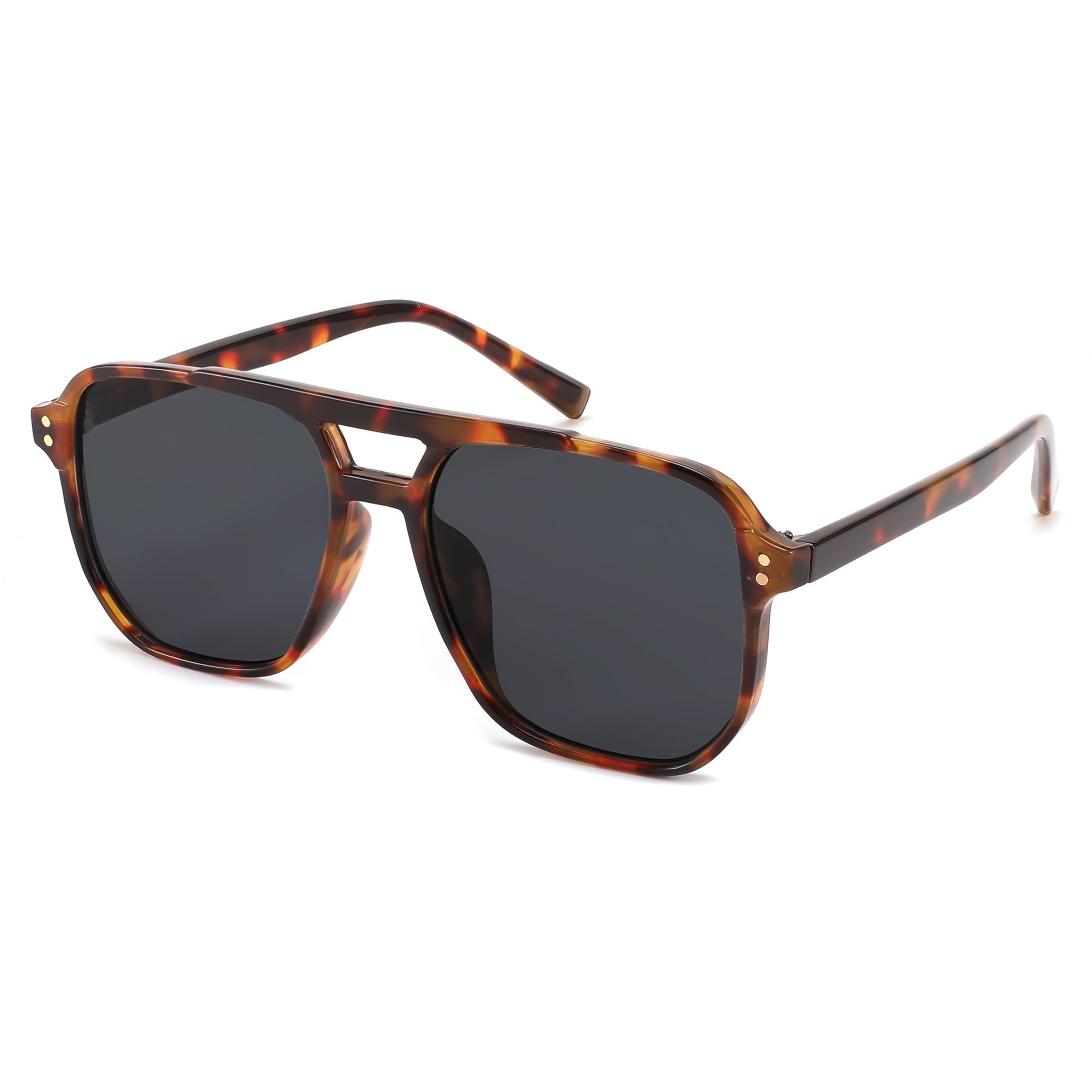 FEISEDY Retro Square Sonnenbrille Damen Herren 70er Jahre Vintage Trendy Brille Klassisch mit Double Brücke UV400 Schutz B2835
