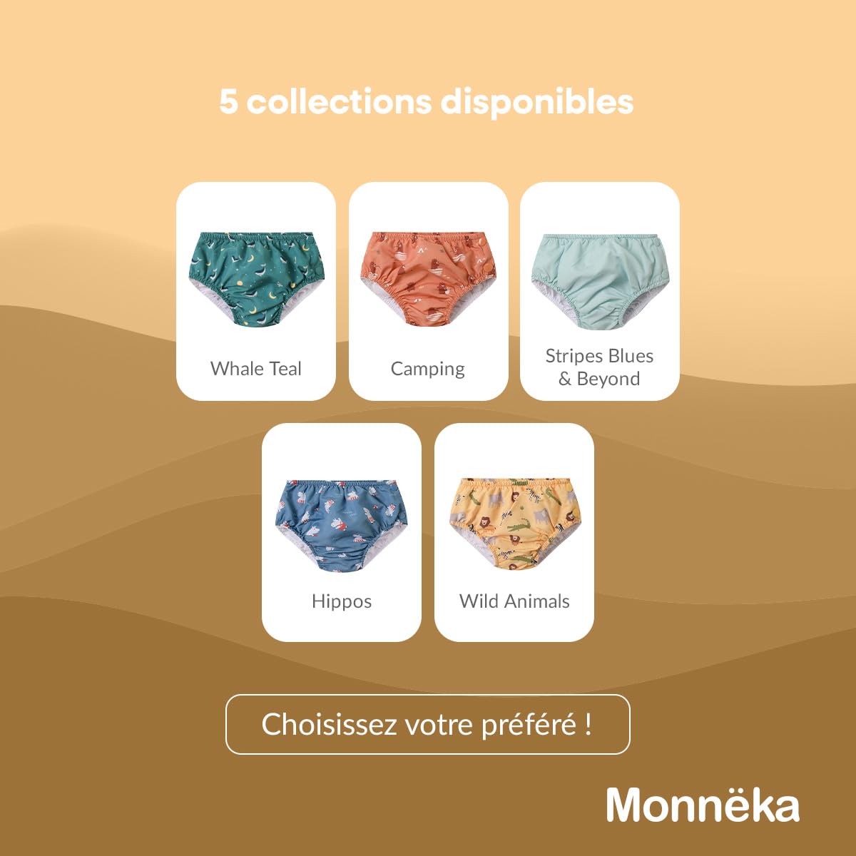 Couche de Bain | Réutilisable et Écologique UPF 50+ | Séchage Rapide et Ajustement Confortable, Motifs Colorés Unisexes | Idéale pour la Plage et la Piscine | Wild Animals 6 à 12 mois